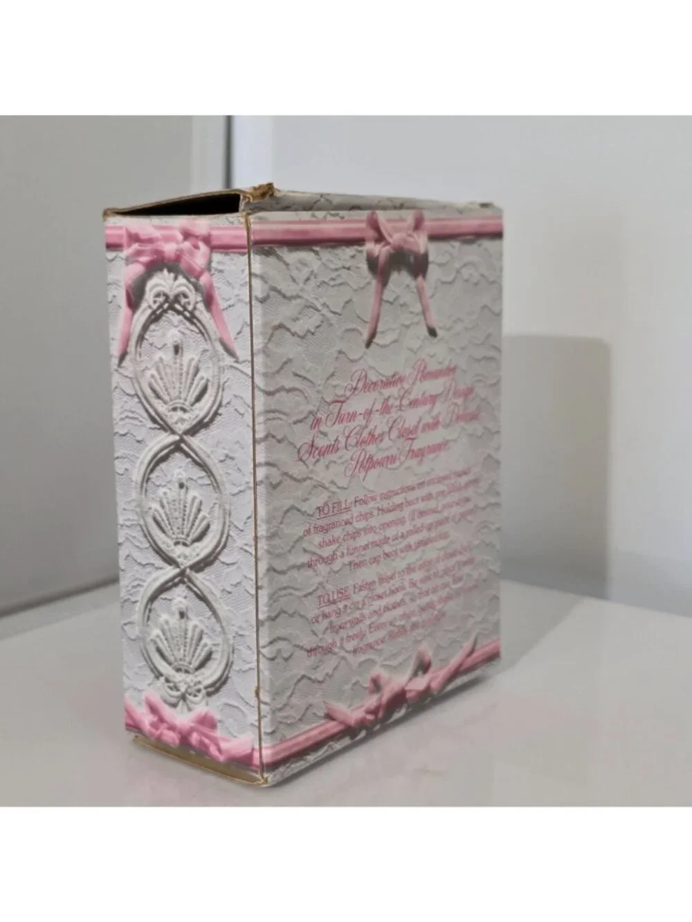 Vtg Avon Victorian Frilly Boot Closet Pomander Pink Tassel Coquette In Box Wax